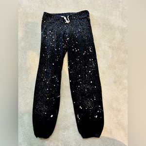 Monrow fleece splatter paint charcoal-ivory Sweatpant jogger XS